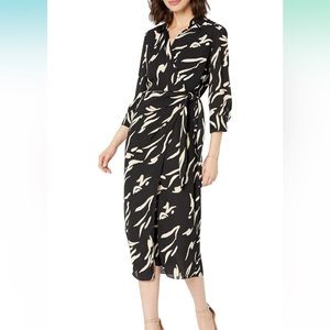 Donna Morgan Women's Long Sleeve Midi Wrap Dress